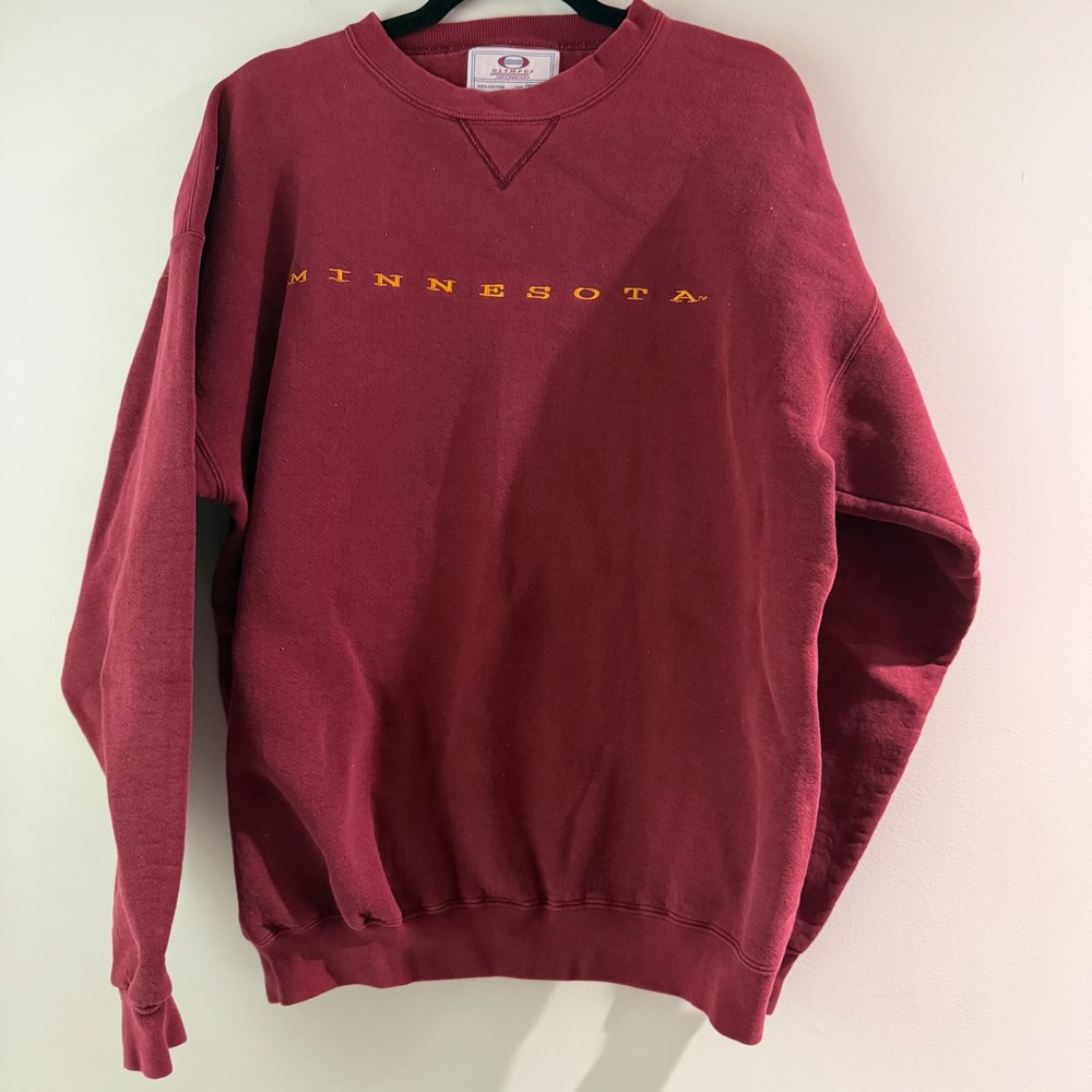 Vintage Olympus Sweatshirt Mens XL Maroon Minnesota Embroidered Crewneck